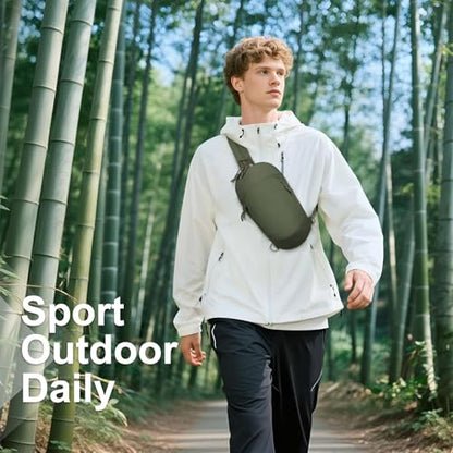Small Sling Bag with RFID Blocking, Mini Fanny Pack for Women Men, Convertible Crossbody Anti Theft Chest Bag for Travel Hiking Running, Dark Green - color: Dark Green