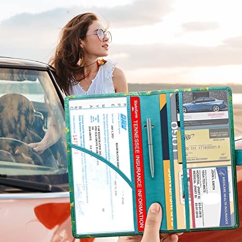 RSAquar Car Registration and Insurance Holder, Vehicle Glove Box Organizer Cool Car Accessories, Car Document Holder for Cards and Driver License, Almond Blossom - color: Almond Blossom