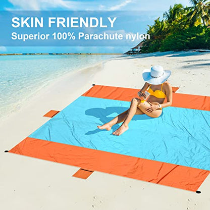 ACH Beach Blanket Waterproof Sandproof Extra Large Beach Mat Oversized 120"×108" Portable Lightweight Outdoor Family Mat for Indoor Outside Picnic Camping Hiking Travel