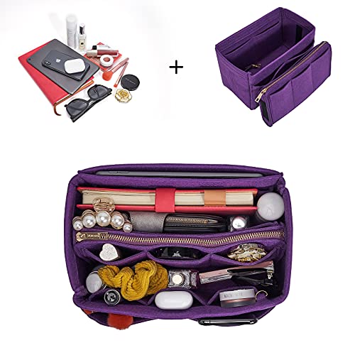 Vercord Felt Organizer Insert For Purse Handbag Tote Bag In Bag Inside Shaper Divider Neo Purple Small - color: A Purple, size: Small