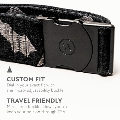 Arcade The Original Unisex Adventure Belt, Heavy Duty Elastic Webbing, Non-Metal Travel Friendly Buckle - color: Ranger Peaks Camo - Grey