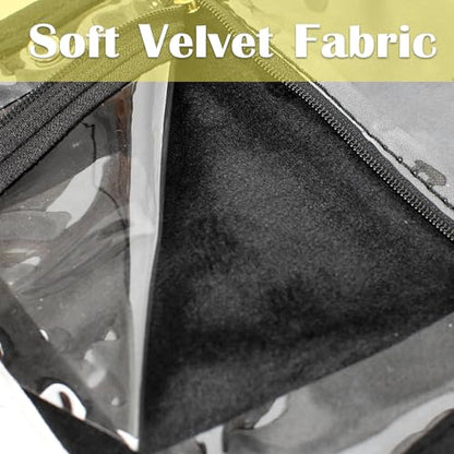 Travel Jewelry Organizer Case,Jewelry Bags for Traveling, Jewelry Binder with 24 Pcs Clear Zipper Velvet Pouches (Inner Pages, 3 PCS) - color: Inner Pages,Black,3 PCS