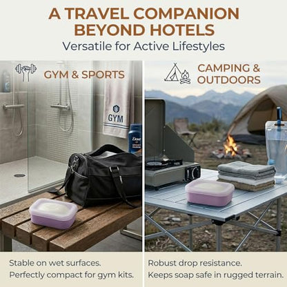 AIMAIAIMAI Enhanced Leak Proof Travel Soap Container, Compact Silicone Travel Soap Holder with Drainage Pad, Great for Camping, Gym and Business Trip (Purple) - color: Purple