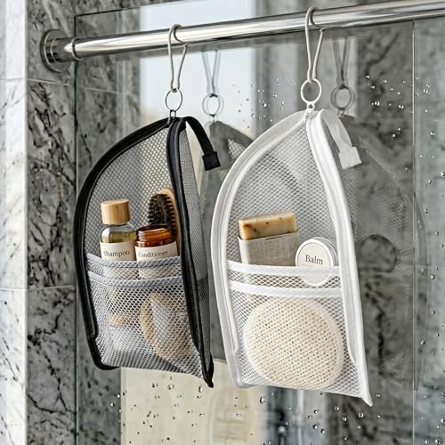2Pcs Standing Toiletry Bag, Upright Travel Toiletry Bag Waterproof Portable Makeup Cosmetic Bag, Translucent Mesh Travel Bag for Toiletries, Standing Makeup Bag