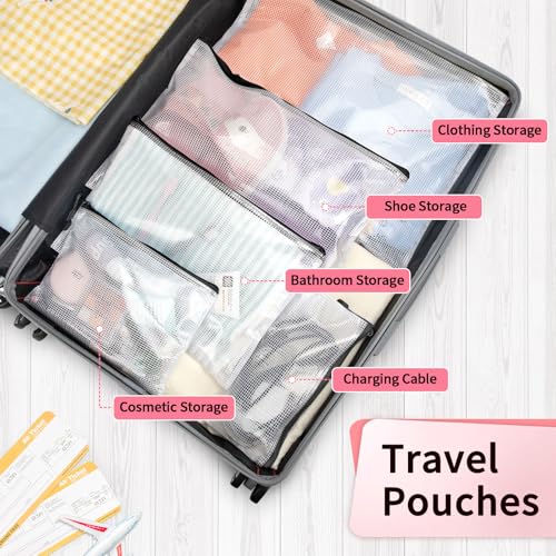 Umriox Mesh Zipper Pouch Bags, A3+A4 (Black, 24 Packs), Large Storage Bags, Zipper Bags for Office Supplies Travel Accessories and Board Games Storage - style: Black-24pcs A3+A4