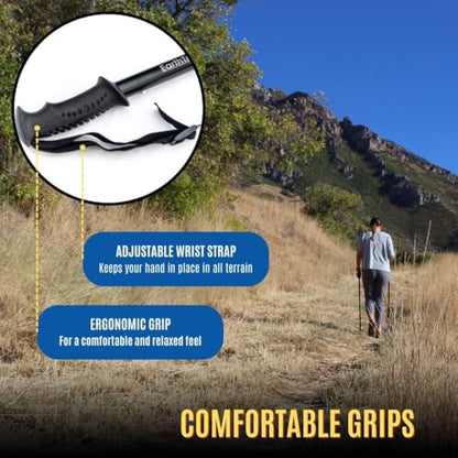 Earth Trek Gear Compact Adjustable Hiking Poles - Folding Walking Stick & Trekking Poles for Walking, Hiking, and Walking - Lightweight Aluminum, 45-50" Height