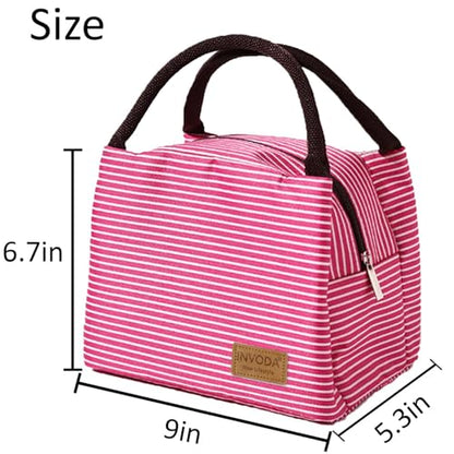 Lunch Bags Reusable Lunch Tote Bags Portable Lunch Cooler Bag Lunch Holder Insulated Lunch Box Bag for Picnic Office Beach (Red) - color: Red