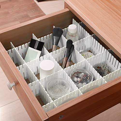 JOIKIT 64 Pack White Plastic DIY Grid Drawer Dividers, Adjustable Drawer Divider Organizer, Household Storage Makeup Socks Underwear Organizer - color: White, size: 64 PCS