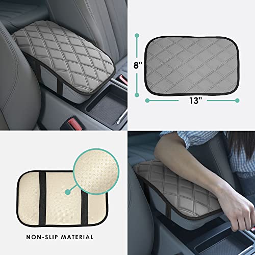 FH Group Neosupreme Gray Diamond Pattern Center Console Pad – Water-Resistant Armrest Cover Protector for Cars, SUVs & Trucks - color: Gray, style: Console Cover (Diamond)