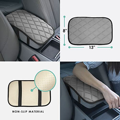 FH Group Neosupreme Gray Diamond Pattern Center Console Pad – Water-Resistant Armrest Cover Protector for Cars, SUVs & Trucks - color: Gray, style: Console Cover (Diamond)