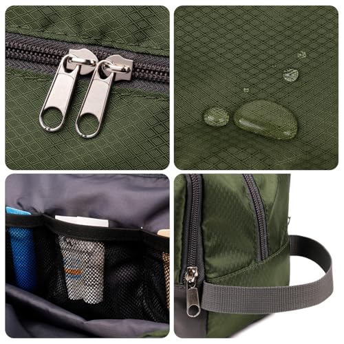 Toiletry Bag for Men Hanging Dopp Kit Water Resistant Shaving Bag Small Toiletry Bag for Traveling (Army Green) - color: Army Green