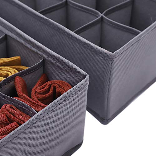 DIOMMELL 6 Pack Foldable Cloth Storage Box Closet Dresser Drawer Organizer Fabric Baskets Bins Containers Divider for Clothes Underwear Socks Lingerie Clothing, M Grey 00-0600 - color: Grey