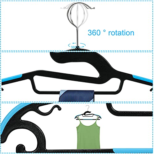 Tinfol 30PC Dry Wet Clothes Hangers with Non-Slip Pads, 16inch Plastic Space Saving Clothes Hanger - Heavy Duty Suit Hanger for Cloth,Underwear, Pants, Shirts and Sweaters - color: Black, size: 30 Pack