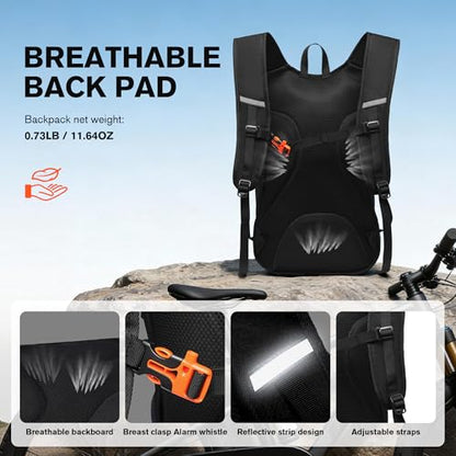 Ultra-Light Soft Daypack 15L/20L, Cushioned Breathable Back Panel Backpack, Lightweight Packable Travel Backpack (Black, 20L) - color: Black, size: 20L