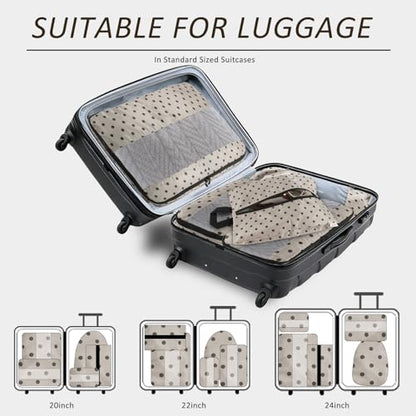 U+U 5 Set Packing Cubes for Travel Essentials Ultralight Luggage Packing Organizers with Laundry Bag and Shoe Bag for Vacation, Business Trip and Camping (Brown Polka Dot) - color: Brown Polka Dot