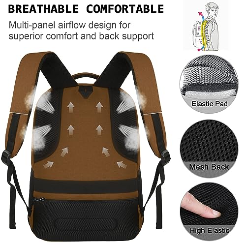 Volher Laptop Backpack,Business Travel Anti Theft Slim Durable Laptops Backpack,Water Resistant College Computer Bag for Women & Men Fits 15.6 Inch Laptop and Notebook-Brown - color: Brown, size: 15.6 Inch, style: Laptop