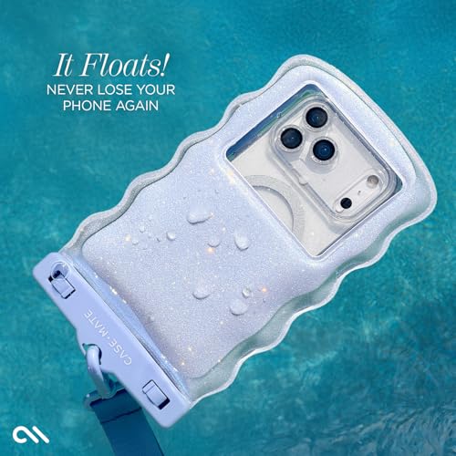Case-Mate Wavy IP68 Waterproof Phone Pouch - Large Floating Phone Case w/Crossbody Lanyard - Cruise Ship Travel Essentials Compatible w/All Devices - Hidden Pocket for Card/Cash- Mist Twinkle - color: Wavy Mist Twinkle