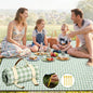 Extral Large Outdoor Waterproof Picnic Blanket With Shoulder Strap, 80"X80" 3-Layer Windproof Foldable Picnic Mat with Corner Nails, Machine Washable, Camping, Lawn Park Grass, Travel, Beach, Green