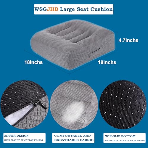 WSGJHB Office Chair Cushion Pillow Adult Car Booster Seat Cushions for Short People Effectively Increase Field of View Lower Back Fatigue Relief, for Cars, Office, Home Anti-Slip 18x18x4.7 inchs Gray - color: Gray