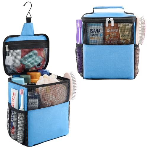 Lifewit Mesh Shower Caddy Bag Portable for College Dorm Room Essentials, Hanging Organizer Basket, Quick Dry Tote Bag for Camping, Bathroom, Beach, Travel, Medium, Blue - color: Blue, size: M(8.3"L x 5.9"W x 9.8"H)