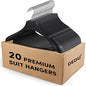 DEDU Suit Hangers for Men 20 Pack, Coat Hangers Non Slip Width 17.7", Black Extra WideThick Plastic with Pants Bar & Metal Hook - color: Black, size: 20 Pack
