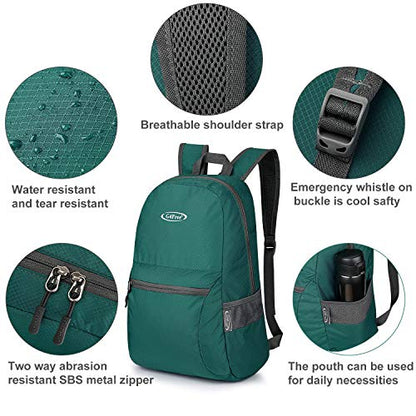 G4Free 20L Lightweight Packable Backpack Travel Hiking Daypack Foldable Backpack for Men Women - color: Green Update