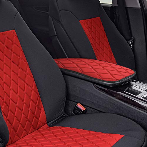 FH Group Neosupreme Red Diamond Pattern Center Console Pad – Water-Resistant Armrest Cover Protector for Cars, SUVs & Trucks - color: Red, style: Console Cover (Diamond)