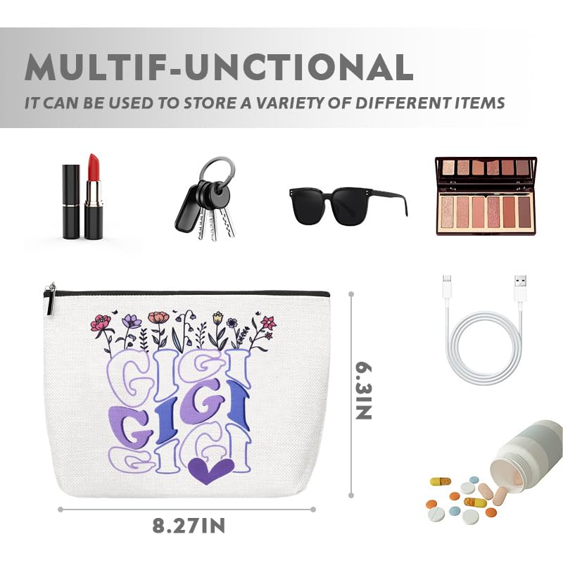 Mimi Gigi Makeup Cosmetics Bags Gifts for Grandma Nana Travel Toiletry Bag from Granddaughter Grandson Nana Granny Makeup Pouch Grandma Grandmother Birthday Small Canvas Storage Bag Gifts - color: Gigi