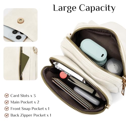 Fashion Small Crossbody Bags for Women Trendy Designer Cell Phone Purses Wallets with Card Holder Anti Theft Travel - color: White
