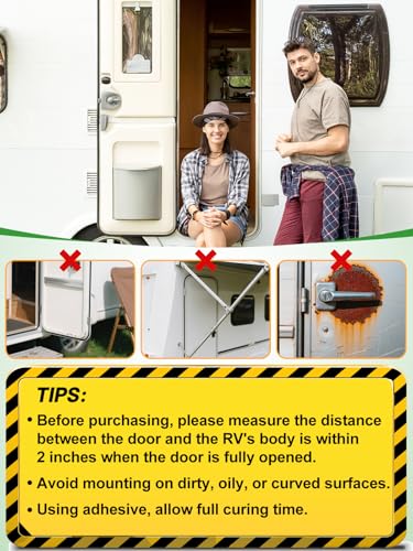RV Magnetic Door Catch with Adhesives Screws - Easy to Install Camper Trailer Door Holder, Sturdy Stopper for RV Accessories, 1 Pack