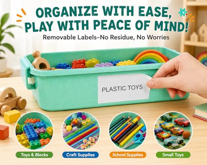 Carolart 3 Pack 12.8 Inch Wheat straw Plastic Storage Bins, Stackable | 40% wheat straw blend containers with lids for sand toy storage, classroom supplies, crafts, toys and homeschool use - color: Wheat straw