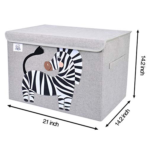 Foldable Large Kids Toy Chest with Flip-Top Lid, Collapsible Fabric Animal Toy Storage Organizer/Bin/Box/Basket/Trunk for Toddler, Children and Baby Nursery (Zebra) - color: Zebra