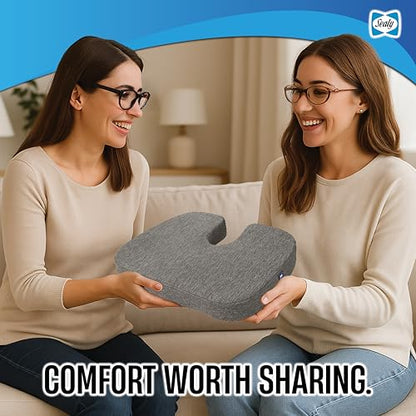 Sealy Memory Foam Seat Cushion for Car and Office Chairs Tailbone Pain Relief, Posture Support, and Comfort for Home Office Use