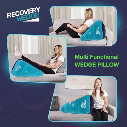 Leg Elevation Pillow by Recovery Wedge, Inflatable Wedge Pillow for Sleeping and Post-Surgical, Improve Circulation and Reduce Swelling, Speed Injury Recovery. (Large triangle) - size: Large Triangle