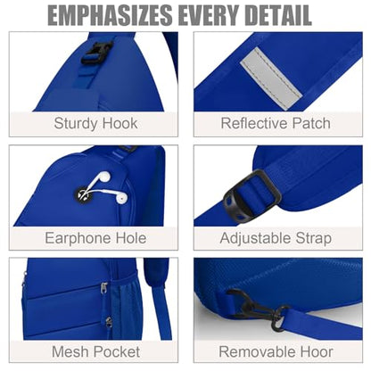 Pritent Crossbody Bags for Women Men Trendy Sling Bag Backpack Casual Chest Bag with Convertible Shoulder Strap - color: Royal Blue, size: Medium