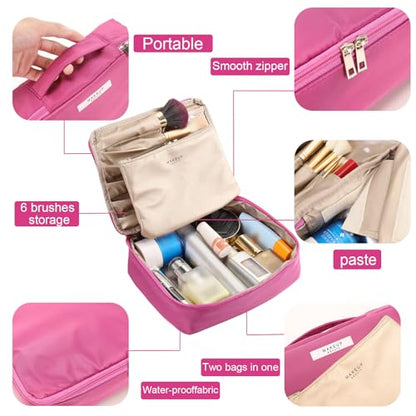 Queboom Travel Makeup Bag Cosmetic Bag Makeup Bag Toiletry bag for women and men (Rosy) - color: Rosy