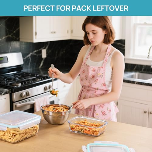 Vtopmart 122oz+50oz Large Glass Food Storage Containers with Airtight Lids, Big Glass Containers for Roasting Chicken, Baking Casseroles, Food Storage, Meal Prep, Fruits, Thanksgiving Meals, BPA-Free - size: 2pack 122oz+50oz