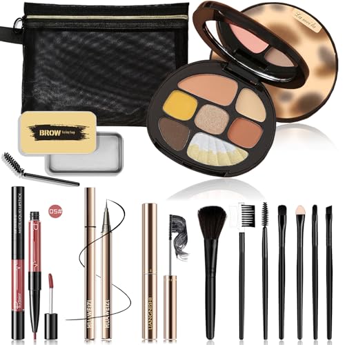 All in One Makeup Kit for Women Full Kit, Basic Cosmetics Kit for Beginner & Professionals, Eye Makeup Set Tween Girl, Make Up Kits for Teenagers, Makeup Gift Set for Girls, Women & Teens(Amber Brown) - color: Amber