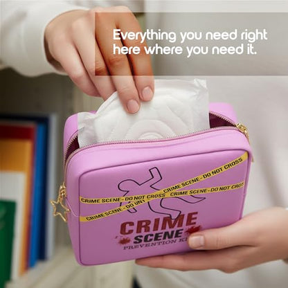 Period Pouch – Compact, Stylish, Discreet Period Bag For School with Waterproof Lining Fits Pads & Tampons, Cute Pad Bag for Teens, Travel, School, Girls Period Kit - color: Purple