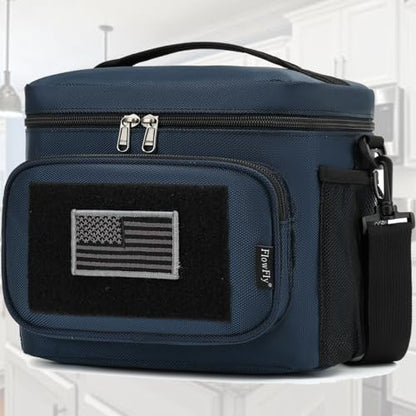 FlowFly Lunch Bag, Insulated Cooler, Thermal Lunch Box Tote with MOLLE/PALS Webbing, Adjustable Padded Shoulder Strap, for Tactical Men Women Adults and Boys Girls Kids (Cyan, Large) - color: Cyan, size: Large