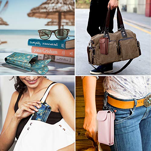 FINTIE Double Glasses Case with Carabiner Hook, Portable Vegan Leather Eyeglass Case Anti-scratch Sunglasses Pouch - color: Starry Night
