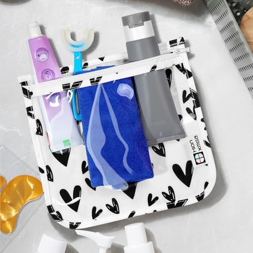 HIONXMGA TSA Approved Toiletry Bag, Set of 3 Clear Travel Toiletry Bag Quart Size Zipper Travel Pouch, Waterproof Makeup Cosmetic Bag for Women Men Kids Toiletries Carry on, Hearts Large - color: Hearts, 3 Large