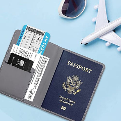 Passport Wallet, Gray, Unisex, Faux Leather, Waterproof, Slim, Lightweight, RFID Blocking, 2-in-1 Design, with Document Slots, Credit Card Slots, SIM Card Slots - color: Gray, style: Minimalist