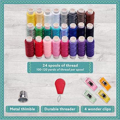 ARTIKA Sewing Kit for Adults and Kids (94 PCS) - Small Beginner Set w/Multicolor Thread, Needles, Scissors, Thimble & Clips - Emergency Repair and Travel Kits - Sewing Accessories and Supplies - style: Sewing kit 94 PCS