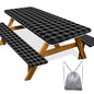 Picnic Table Cover with Bench Covers Camping Essentials Waterproof Windproof Camping Tablecloth with Drawstring Bag, Fitted Rectangle Tables and Seats, 72in, Black Checkered - color: Black Checkered, size: 72in