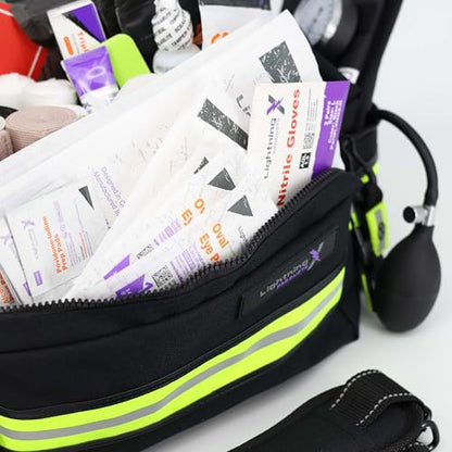 Lightning X Products Lightning X Mid-Sized First Responder EMT Bag | LXMB25 Fully Stocked w/ 240+ Aid, EMS & Trauma Supplies - Black - color: Black