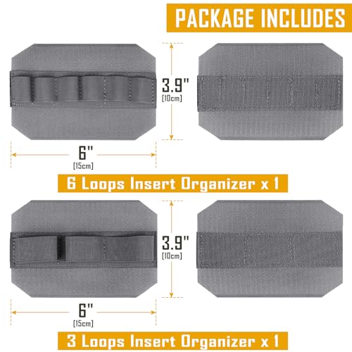WYNEX Tactical Bag Insert Elastic Holder, Modular Elastic Loop Panel Hook and Loop Organizer Pouch Insert Attachment with Hook Backed Fastener for Backpack Accessories - color: Grey
