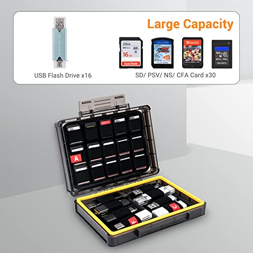 USB Flash Drive Case Holder - Thumb Drive & Memory Card Organizer with Stackable Design for 16 USB A/C & 30 SD/SDHC/SDXC/CFexpress Type A Cards - color: For 16 USB Flash Drives