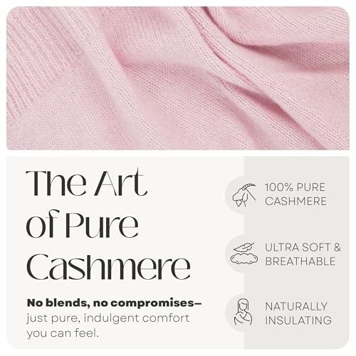 Velanio Cashmere 100% Cashmere Knitted Wrap Pashmina Shawl Extra Large Scarf Stole for Women Travel - color: Pink