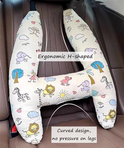 SIQITECHNO Car Travel Pillow H-Shape Seat Pillow Kids Adults Soft Neck Pillow Breathable Head and Body Support Pillow Car Aircraft Sleeping Cushion for Long Journey Road Trip Travel Accessories - color: Cartoon Animals